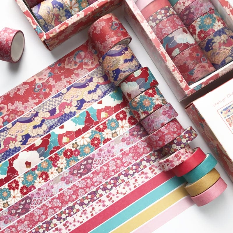 Washi Tapes Box (Set of 12 tapes) - Zephyr Cherry