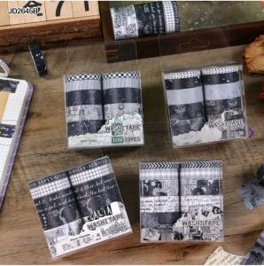 Washi Tapes Box (Set of 10 tapes) - Black and White Pattern (XM-JD2645B)