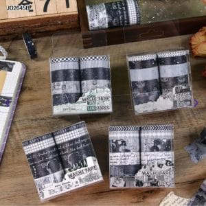 Washi Tapes Box (Set of 10 tapes) - Black and White Pattern (XM-JD2645B)