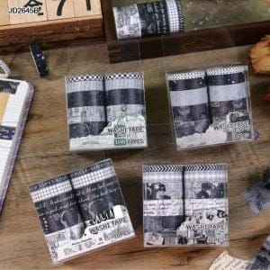 Washi Tapes Box (Set of 10 tapes) - Black and White Pattern (XM-JD2645B)