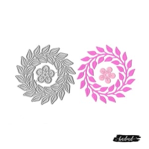 Steel Dies - Leaf Wreath with Flower (Set of 2 dies)