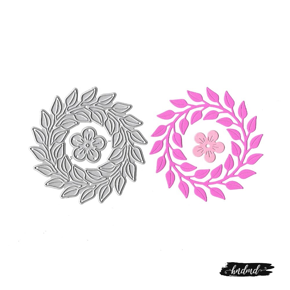 Steel Dies - Leaf Wreath with Flower (Set of 2 dies) XY560 steel cutting dies Steel Dies - Leaf Wreath with Flower (Set of 2 dies)