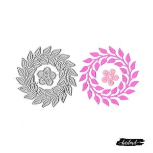 Steel Dies - Leaf Wreath with Flower (Set of 2 dies)