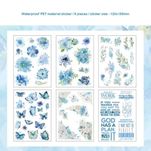 Journal Ephemera Clear PET Sticker Pack (6 sheets) – Magic Blue Flower (HDLY)