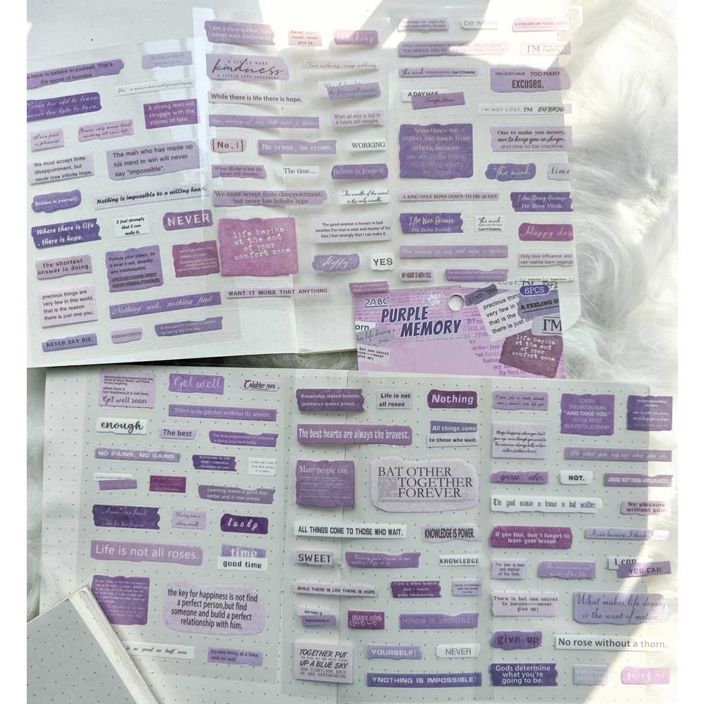 PET Clear Stickers (6 sheets) – Purple (FGJSG) pet clearSticker 6sheets sentiments purple PET Clear Stickers (6 sheets) – Purple (FGJSG)