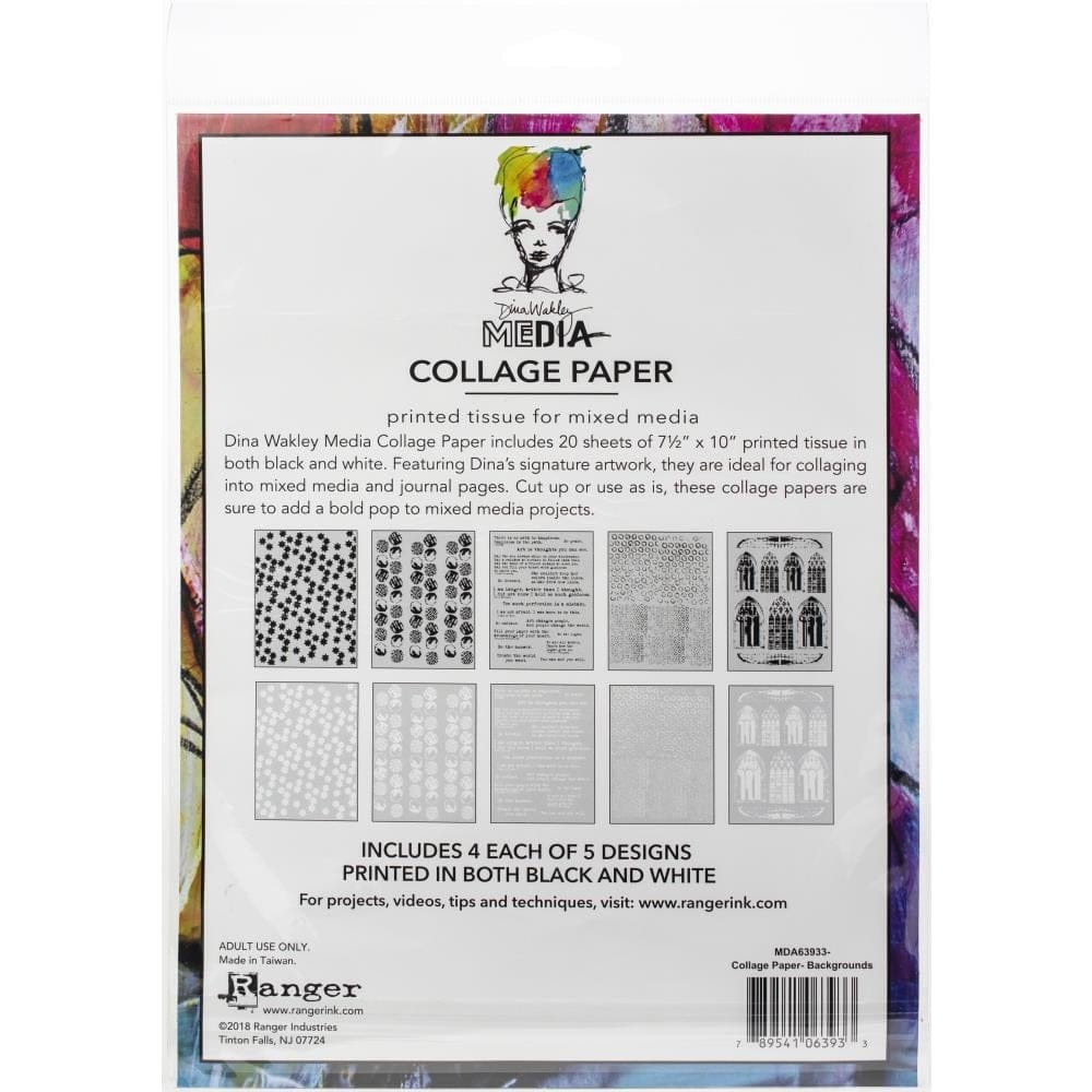 Dina Wakley Media Collage Tissue Paper 7.5"X10" 20/Pkg - Background Dina_Wakley_Mixedmedia_Collage_Paper_MDA63933_1