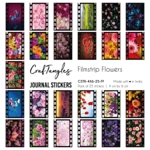 CrafTangles Journal Stickers 4 by 6 cm (Pack of 25 designs) - Filmstrip Flowers