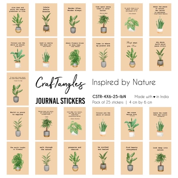 CrafTangles Journal Stickers 4 by 6 cm (Pack of 25 designs) - Inspired by Nature
