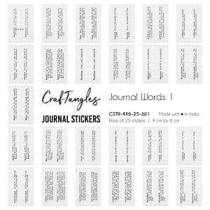 CrafTangles Journal Stickers 4 by 6 cm (Pack of 25 designs) - Journal Words 1