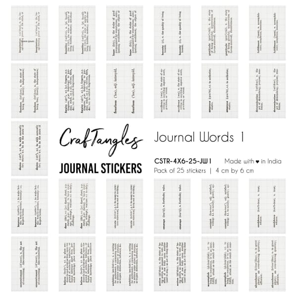 CrafTangles Journal Stickers 4 by 6 cm (Pack of 25 designs) - Journal Words 1