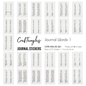CrafTangles Journal Stickers 4 by 6 cm (Pack of 25 designs) - Journal Words 1