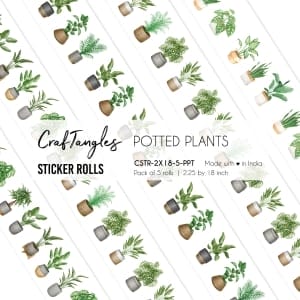 CrafTangles Journal Sticker Rolls (Pack of 5 designs) - Potted Plants
