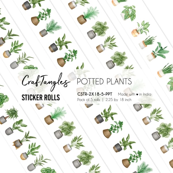 CrafTangles Journal Sticker Rolls (Pack of 5 designs) - Potted Plants