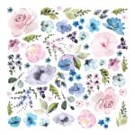Prima Cardstock Ephemera 62/Pkg - Watercolor Floral 2