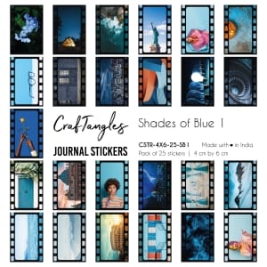 CrafTangles Journal Stickers 4 by 6 cm (Pack of 25 designs) - Shades of Blue 1