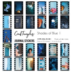 CrafTangles Journal Stickers 4 by 6 cm (Pack of 25 designs) - Shades of Blue 1