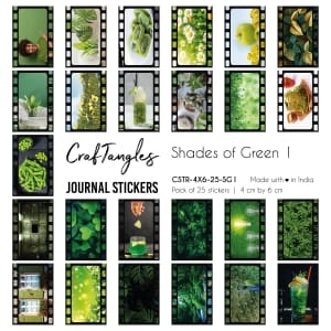 CrafTangles Journal Stickers 4 by 6 cm (Pack of 25 designs) - Shades of Green 1