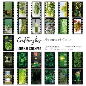 CrafTangles Journal Stickers 4 by 6 cm (Pack of 25 designs) - Shades of Green 1