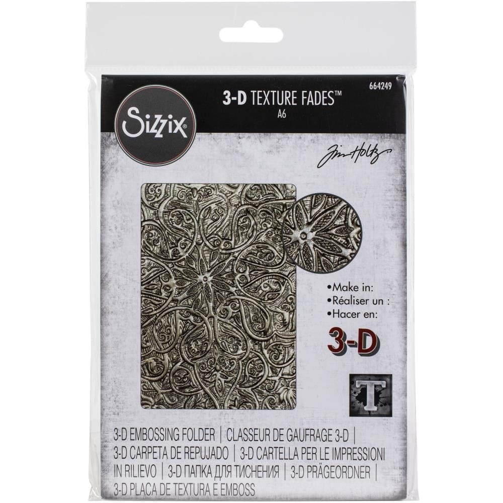 Sizzix 3D Texture Fades Embossing Folder By Tim Holtz - Engraved Sizzix 3D Texture Fades Embossing Folder By Tim Holtz - Engraved