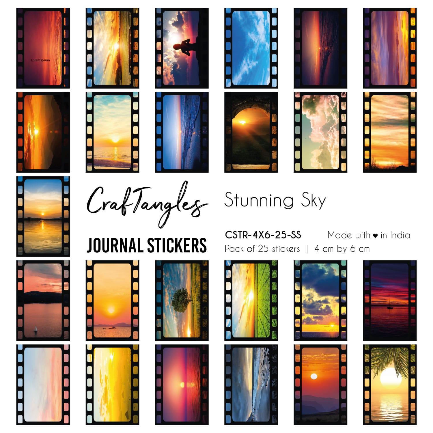 CrafTangles Journal Stickers 4 by 6 cm (Pack of 25 designs) - Stunning Sky Stunning Sky 4x6 Journalling Stickers CrafTangles Journal Stickers 4 by 6 cm (Pack of 25 designs) - Stunning Sky