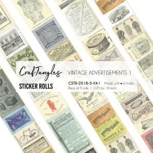 CrafTangles Journal Sticker Rolls (Pack of 5 designs) - Vintage Advertisment 1