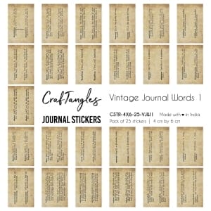 CrafTangles Journal Stickers 4 by 6 cm (Pack of 25 designs) - Vintage Journal words 1