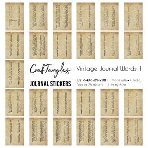 CrafTangles Journal Stickers 4 by 6 cm (Pack of 25 designs) - Vintage Journal words 1