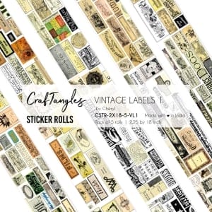 CrafTangles Journal Sticker Rolls (Pack of 5 designs) - Vintage Labels 1
