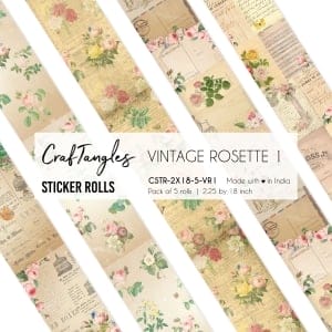 CrafTangles Journal Sticker Rolls (Pack of 5 designs) - Vintage Rosette 1