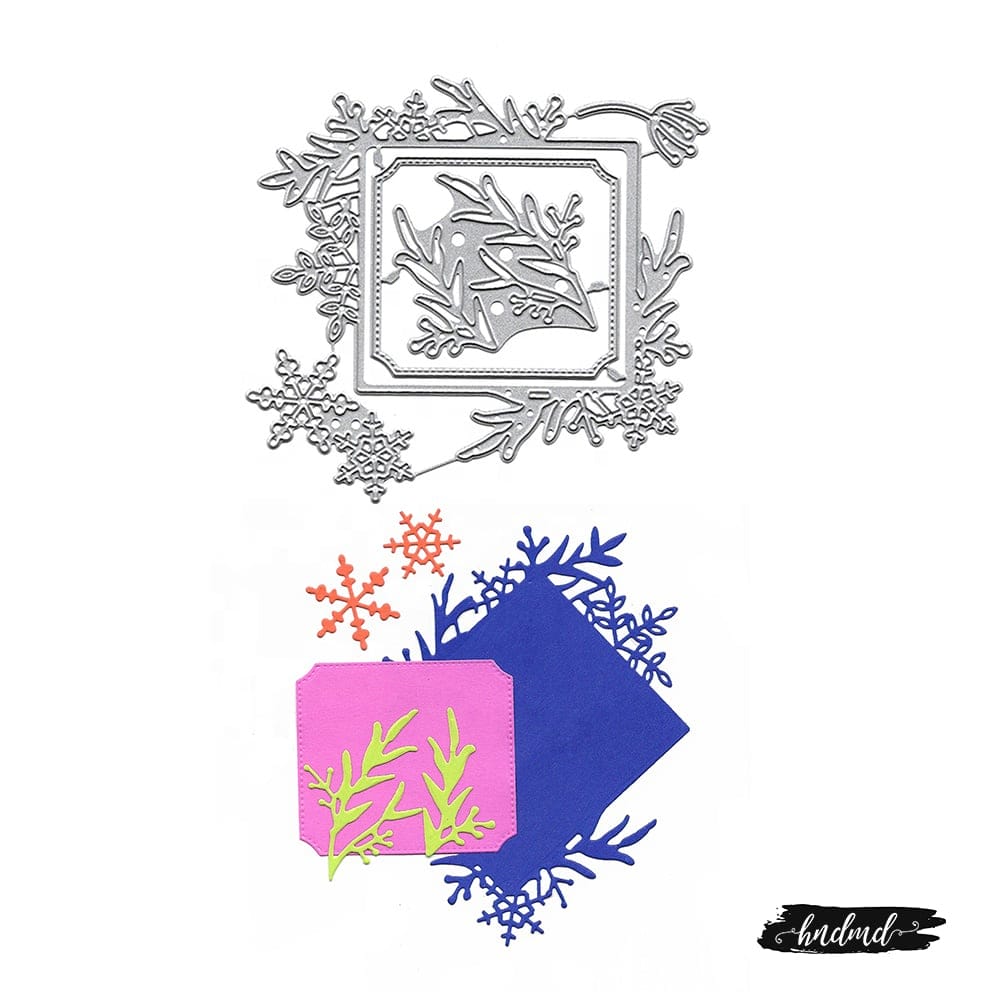 Steel Dies - Floral Winter Frame (Set of 5 dies) XY615 steel cutting dies CraftAdda Steel Dies - Floral Winter Frame (Set of 5 dies)