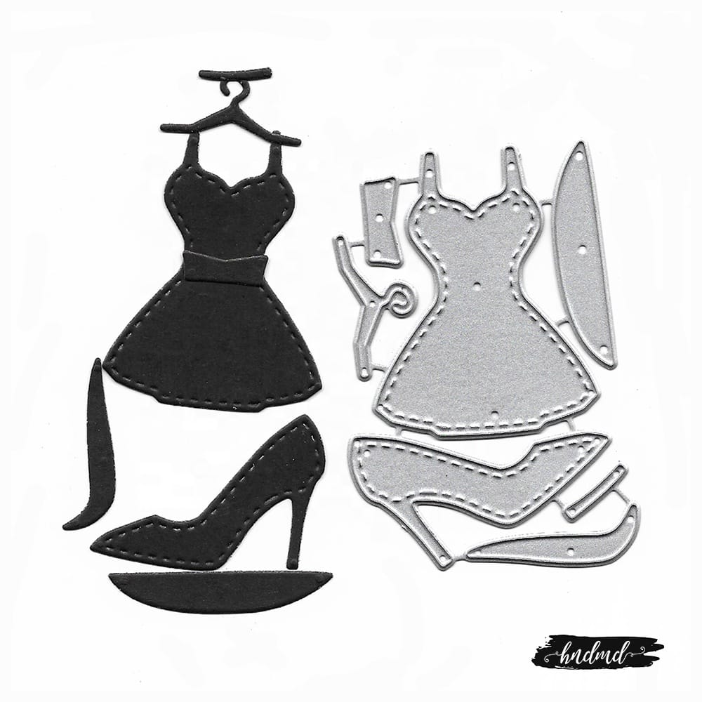 Steel Dies - Womens Dress (Set of 7 dies) XY668 steel cutting dies CraftAdda Steel Dies - Womens Dress (Set of 7 dies)