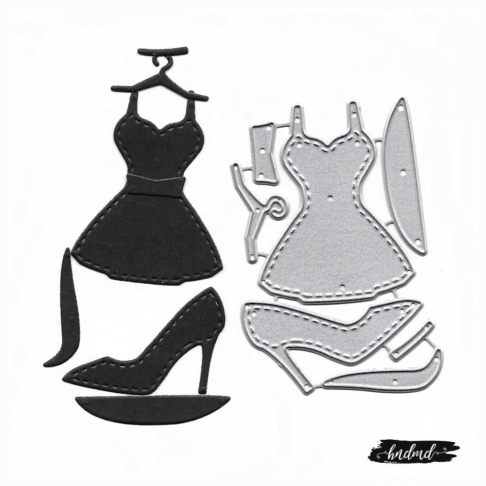 Steel Dies - Womens Dress (Set of 7 dies) XY668 steel cutting dies CraftAdda Steel Dies - Womens Dress (Set of 7 dies)