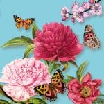 German Decoupage Napkins (5 pcs)  - Peonien Petrol (Flowers)