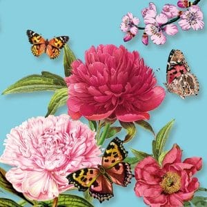German Decoupage Napkins (5 pcs) - Peonien Petrol (Flowers)