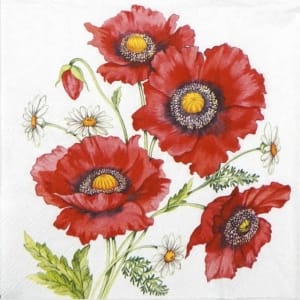 German Decoupage Napkins (5 pcs) - Poppy Scene