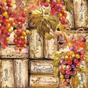 German Decoupage Napkins (5 pcs) - Grapes and Corks