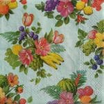 German Decoupage Napkins (5 pcs)  - Flowers and Fruits Green