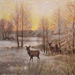 German Decoupage Napkins (5 pcs) - Deer at Sunset