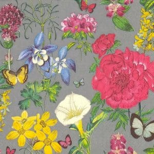 German Decoupage Napkins (5 pcs) - Botanical Florals Grey