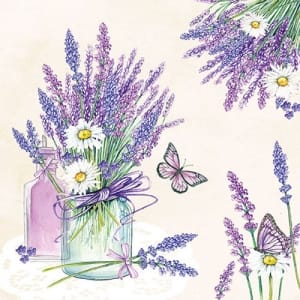 German Decoupage Napkins (5 pcs) - Lavender Jar Cream