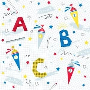 German Decoupage Napkins (5 pcs) - ABC (Back to School)