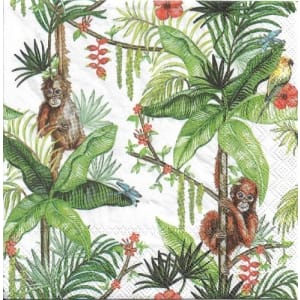 German Decoupage Napkins (5 pcs) - Orangutan White