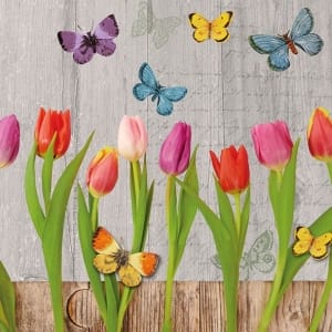 German Decoupage Napkins (5 pcs) - Spring Flowers Collage Grey