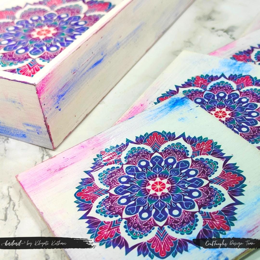 CrafTangles Mandala Decoupage Tray and Coaster Kit 2 Promotional Kits