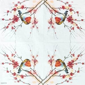 German Decoupage Napkins (5 pcs) - Birdy Robin