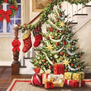 German Decoupage Napkins (5 pcs) - Decorated Staircase (Christmas)