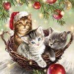 German Decoupage Napkins (5 pcs)  - Cats in a Basket
