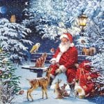 German Decoupage Napkins (5 pcs)  - Santa on Bench (Christmas)