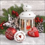 German Decoupage Napkins (5 pcs)  - White Lantern (Christmas)