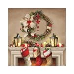 German Decoupage Napkins (5 pcs)  - Wreath and Socks (Christmas)